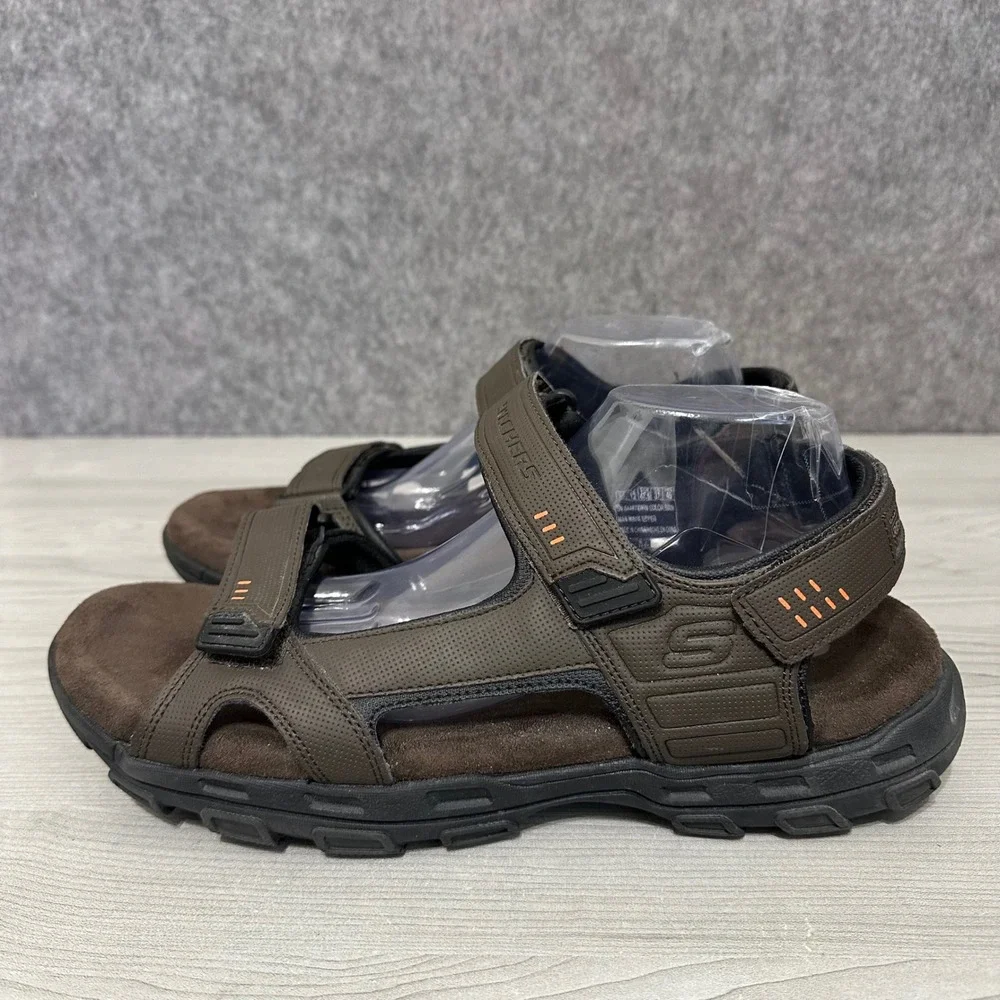 Skechers Louden Sandals Mens 13 Brown Relaxed Fit Memory‎ Foam Strappy